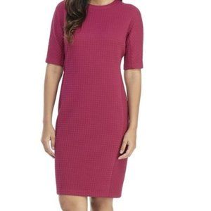Maggy London Women Katie Sheath Dress Back Zip Round Neck Short Sleeve Pink SZ 6